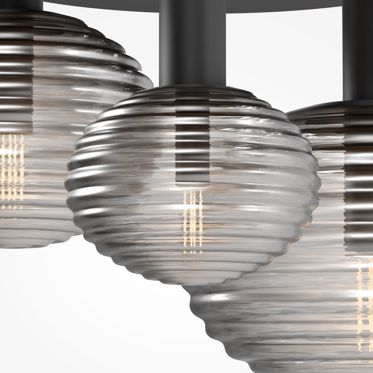 Reels 53cm Noir plafonnier De Maytoni - Le design dynamique avec des d&ocirc;mes arrondis cr&eacute;e une expression moderne, tandis que les d&ocirc;mes fum&eacute;s et brillants contribuent &agrave; une image d'&eacute;clairage sophistiqu&eacute;e.