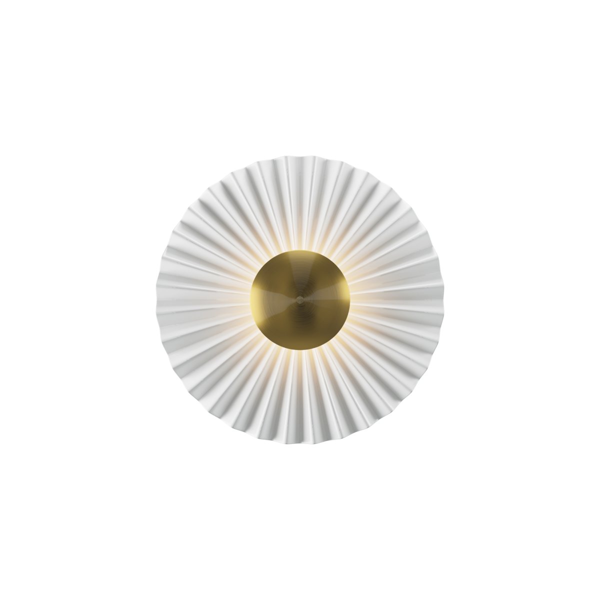 Fiore Ø30 Laiton applique murale De Maytoni - L'abat-jour blanc diffuse une lumi&egrave;re douce et agr&eacute;able et le d&eacute;tail dor&eacute; au centre transmet une sensation de luxe et d'&eacute;l&eacute;gance.