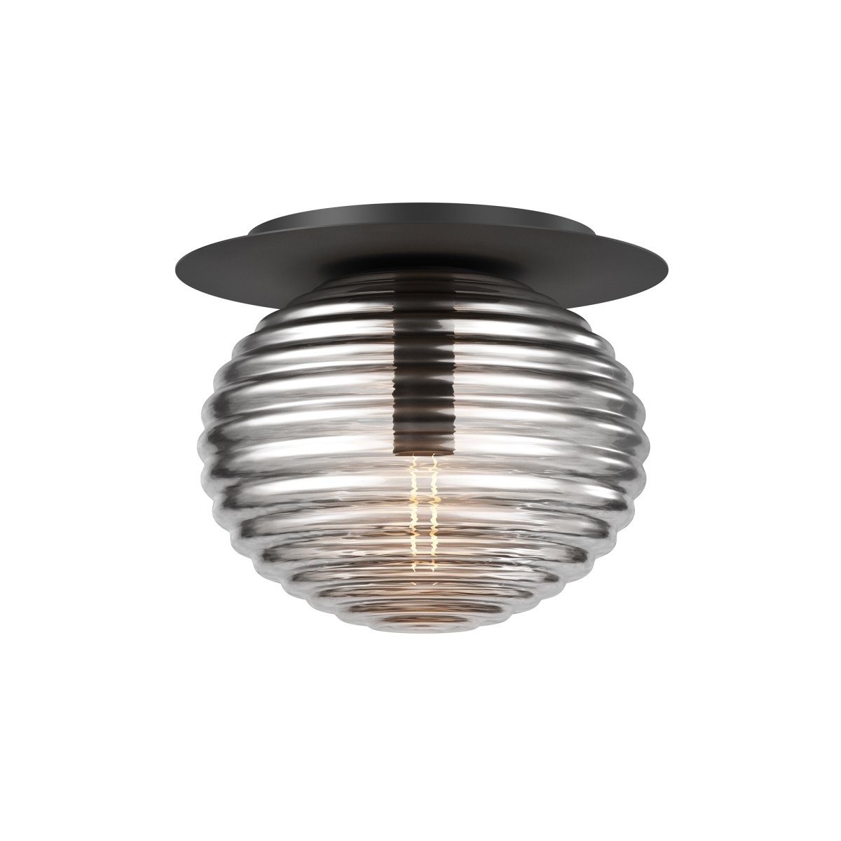 Reels Ø35 Noir plafonnier De Maytoni - Le design dynamique avec un abat-jour rond crée une expression moderne, tandis que l'abat-jour fumé brillant contribue à une image d'éclairage sophistiquée.