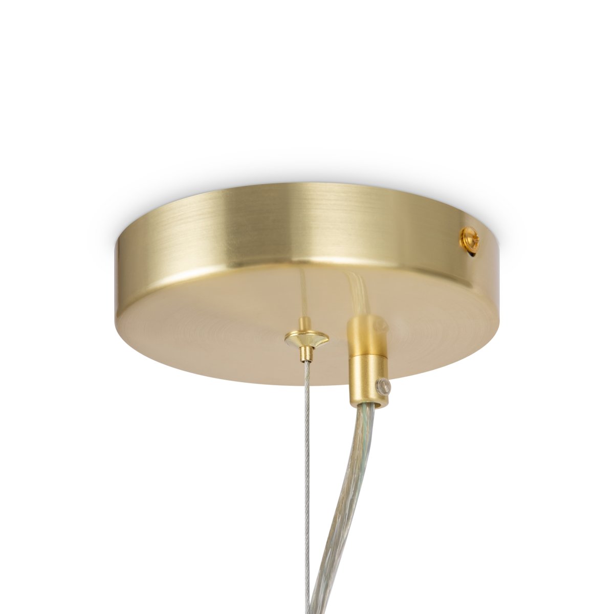 Dallas Ø65 Or suspension De Maytoni - Son cadre m&eacute;tallique sophistiqu&eacute;, associ&eacute; &agrave; ses sph&egrave;res en verre opale blanc, en fait un v&eacute;ritable accroche-regard, id&eacute;al pour les grands espaces comme les salons ou les salles &agrave; manger.