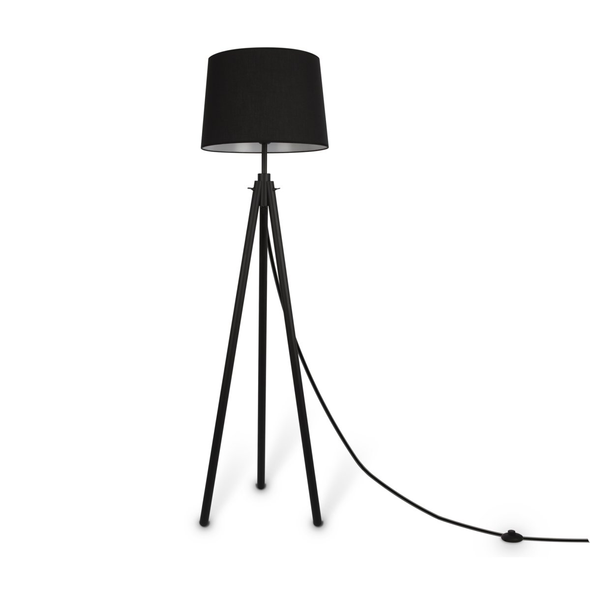 Calvin Noir lampadaire De Maytoni - Avec son support en bois noir ; et un abat-jour textile assorti, la lampe &eacute;met une lumi&egrave;re chaleureuse et invitante qui cr&eacute;e une atmosph&egrave;re chaleureuse.