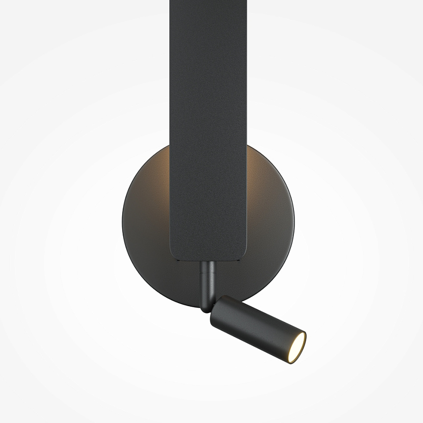 Combo 52cm Noir lampe de lecture De Maytoni - Il &eacute;met une lumi&egrave;re douce et indirecte vers le mur et dispose &eacute;galement d'un spot mobile - parfait comme lampe de chevet dans la chambre.