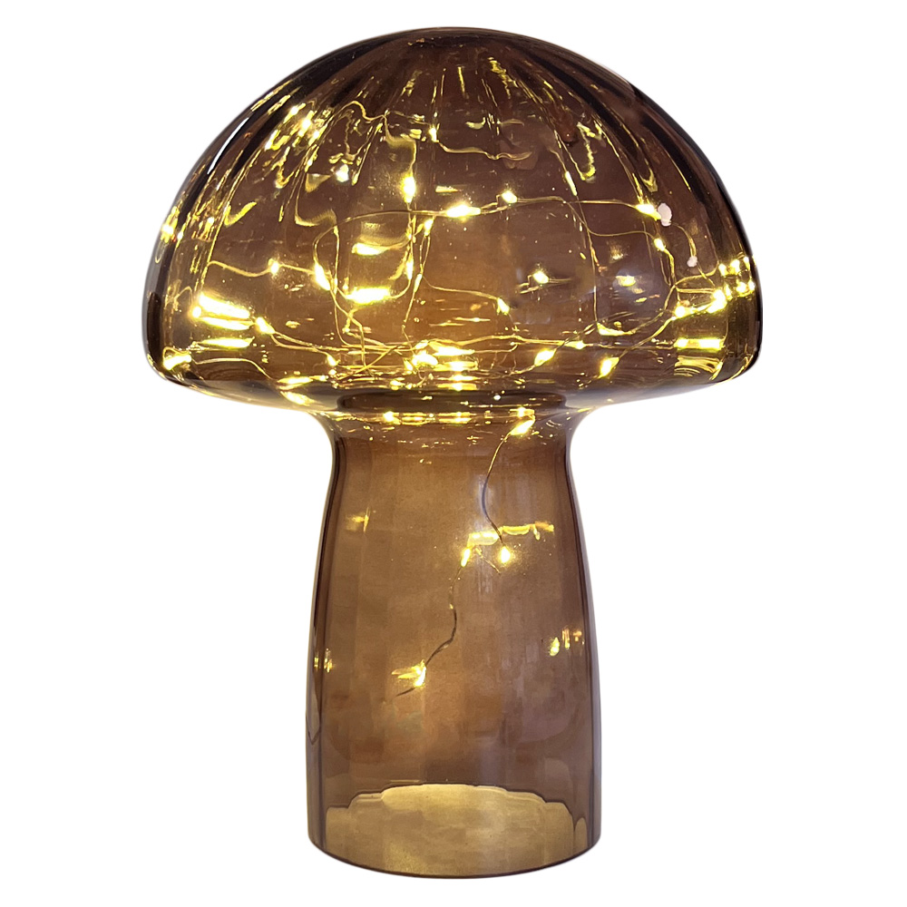 Mushroom 23cm Bordeaux lampe de table De Pixie Design - Il est &eacute;quip&eacute; d'une minuterie et d'un variateur pratique &agrave; 5 niveaux pour r&eacute;gler la lumi&egrave;re selon les besoins, ce qui le rend parfait &agrave; la fois comme &eacute;clairage de travail et comme &eacute;clairage de soir&eacute;e chaleureux.
