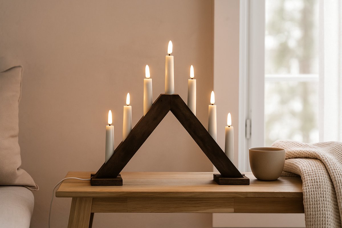 Sara Bois De Pixie Design - Sara est un chandelier classique &agrave; sept bras en bois.