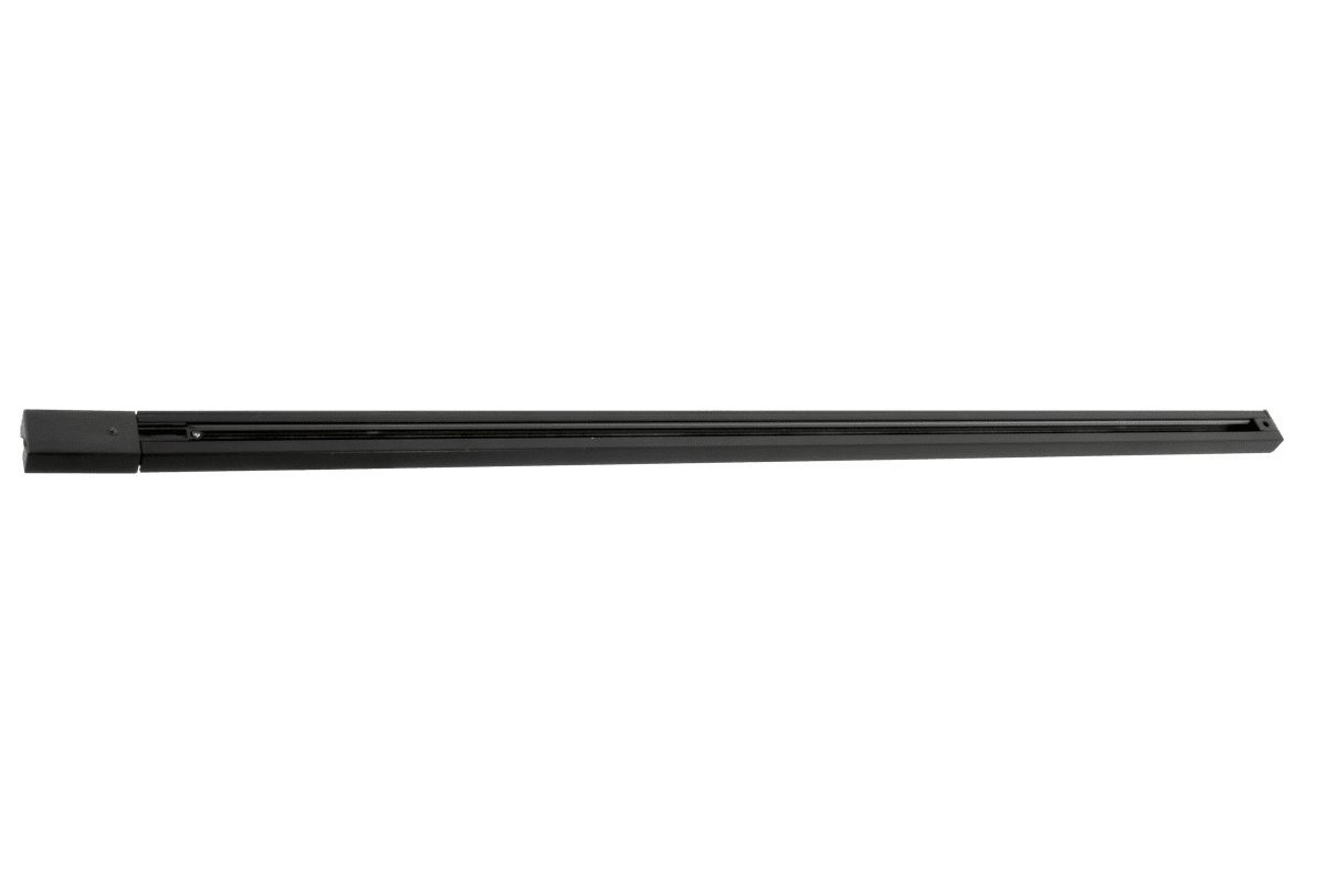 Rail 1m Ensemble Noir De Aneta Lighting - Ce rail comprend 1 connecteur, 1 embout et 1 connecteur droit.