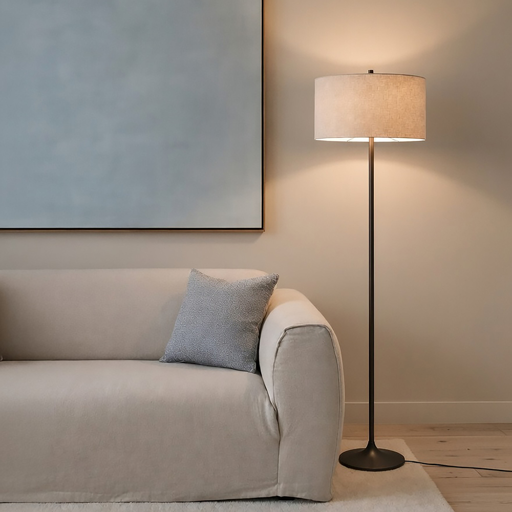 Soft Nature/bronze lampadaire De Belid - Le diffuseur int&eacute;gr&eacute;, en PMMA recycl&eacute; et recyclable, assure un &eacute;clairage uniforme et agr&eacute;able.
