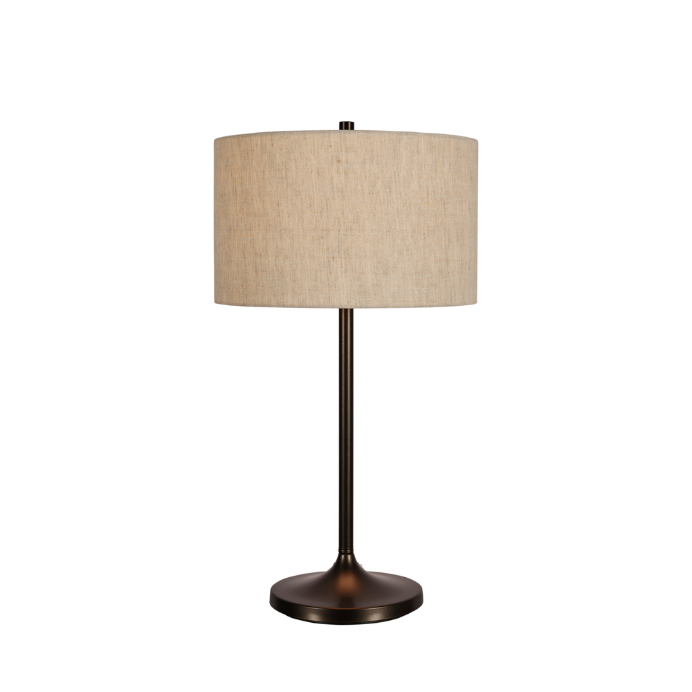 Soft 64cm Nature/bronze lampe de table De Belid - La texture vibrante du lin filtre la lumi&egrave;re, cr&eacute;ant une ambiance chaleureuse et accueillante, tandis que la finition bronze fonc&eacute; apporte une touche d'&eacute;l&eacute;gance.