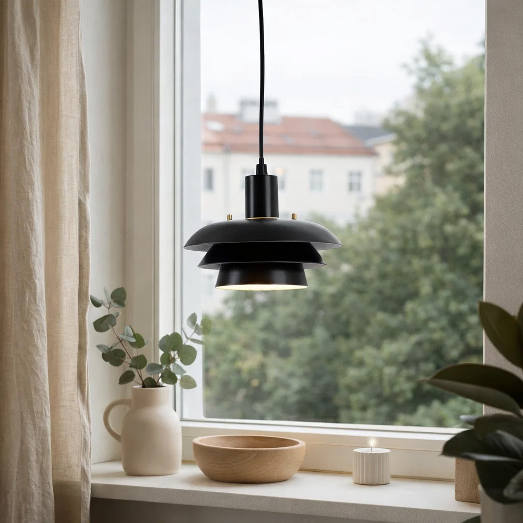 Stealth Ø20 Noir lampe de fenêtre De Nordic Lighting - Pour une touche personnalis&eacute;e, Stealth est livr&eacute;e avec deux jeux d'accessoires&nbsp;: des boutons et une bague en laiton et en noir.