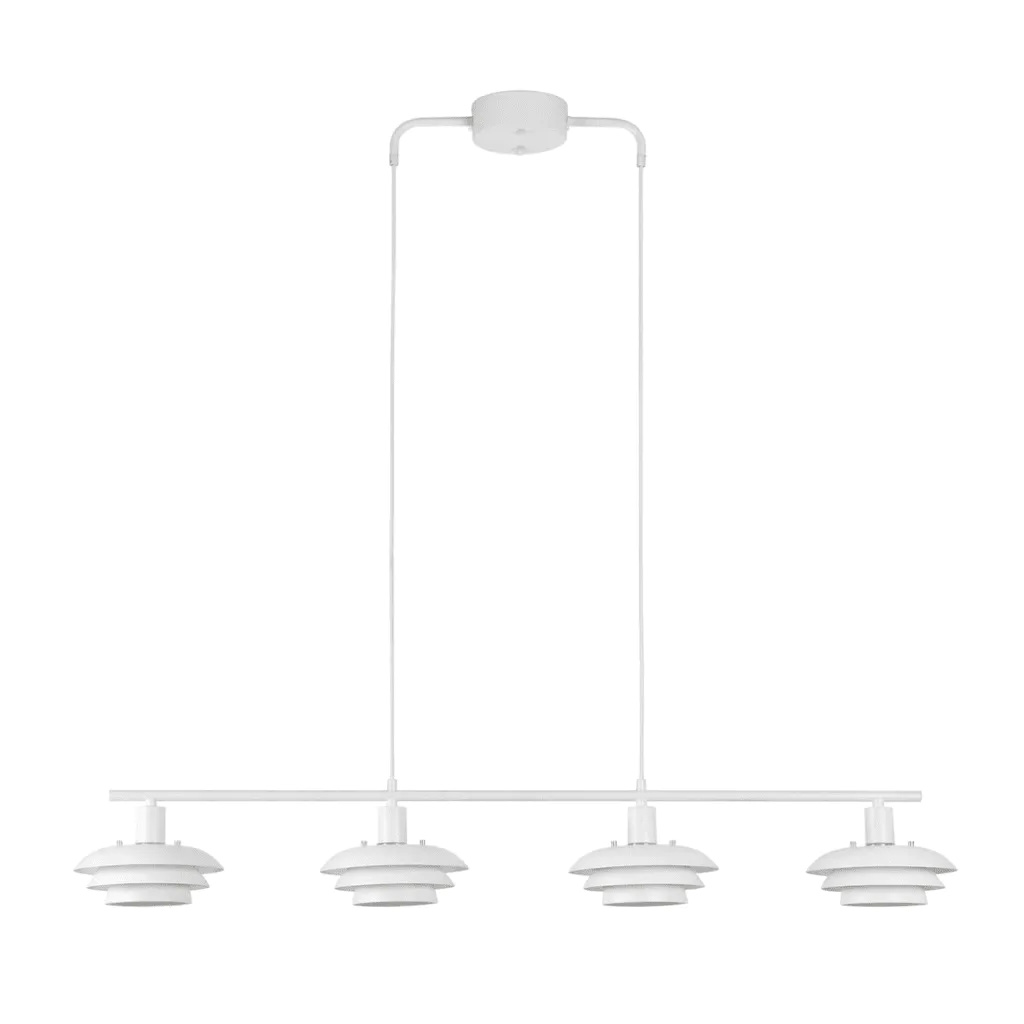 Stealth 120cm Blanc suspension De Nordic Lighting - Le luminaire est fourni avec deux jeux d'accessoires &ndash; boutons et anneaux chrom&eacute;s et blancs &ndash; vous permettant ainsi de choisir facilement le style qui convient le mieux &agrave; votre d&eacute;coration.