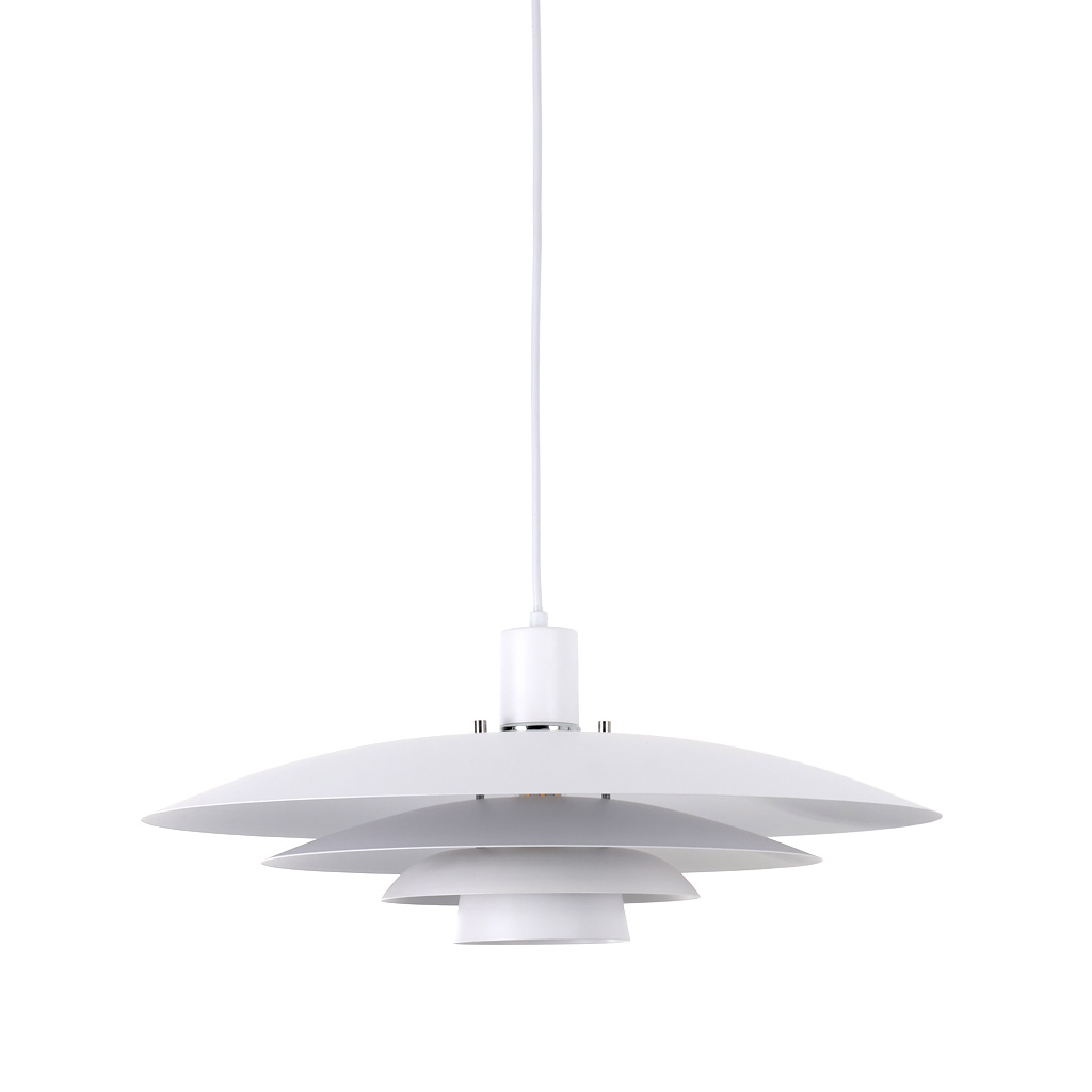 Stealth Ø50 Blanc suspension De Nordic Lighting - La suspension est fournie avec deux jeux de finitions &ndash; boutons et anneaux chrom&eacute;s et blancs &ndash; vous permettant de choisir le style qui vous convient et d'harmoniser le design avec votre d&eacute;coration.