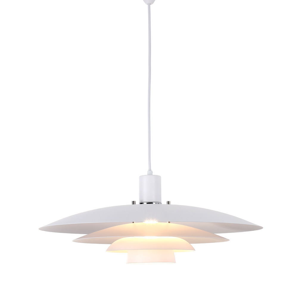 Stealth Ø50 Blanc suspension De Nordic Lighting - La suspension est fournie avec deux jeux de finitions &ndash; boutons et anneaux chrom&eacute;s et blancs &ndash; vous permettant de choisir le style qui vous convient et d'harmoniser le design avec votre d&eacute;coration.