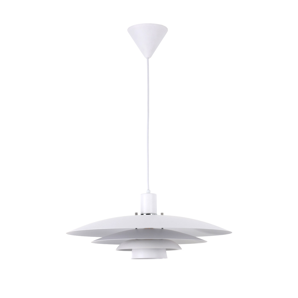 Stealth Ø50 Blanc suspension De Nordic Lighting - La suspension est fournie avec deux jeux de finitions &ndash; boutons et anneaux chrom&eacute;s et blancs &ndash; vous permettant de choisir le style qui vous convient et d'harmoniser le design avec votre d&eacute;coration.
