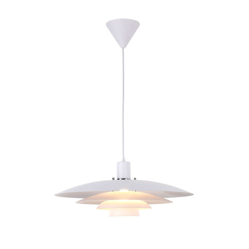 Stealth Ø50 Blanc suspension De Nordic Lighting - La suspension est fournie avec deux jeux de finitions &ndash; boutons et anneaux chrom&eacute;s et blancs &ndash; vous permettant de choisir le style qui vous convient et d'harmoniser le design avec votre d&eacute;coration.
