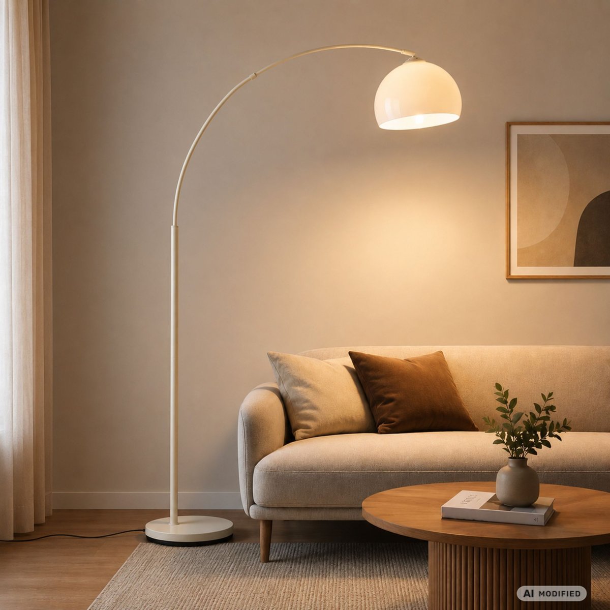 Vessa Beige lampadaire De Brilliant - Le lampadaire est fourni avec un c&acirc;ble noir de 2 m&egrave;tres, un interrupteur au pied et une prise secteur.