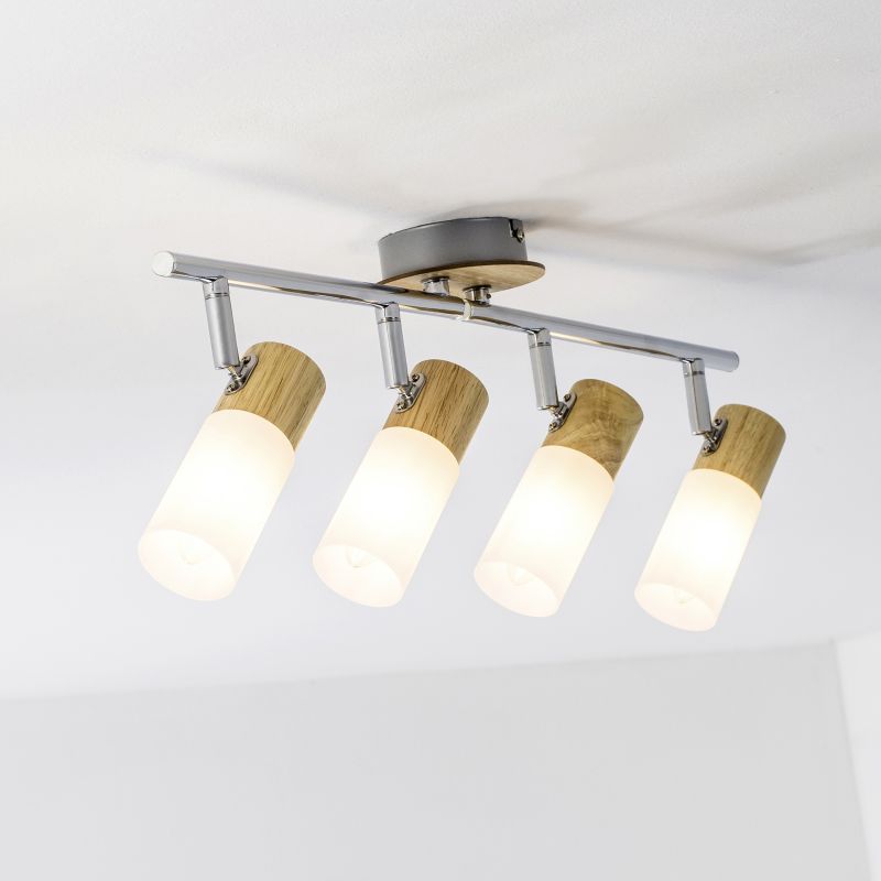 Babsan 4 Bois spot De Brilliant - Le spot Babsan à quatre lumières est un luminaire polyvalent qui allie fonctionnalité et design naturel.