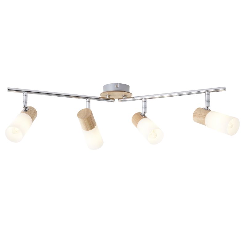 Babsan 4 Bois spot De Brilliant - Le spot Babsan à quatre lumières est un luminaire polyvalent qui allie fonctionnalité et design naturel.