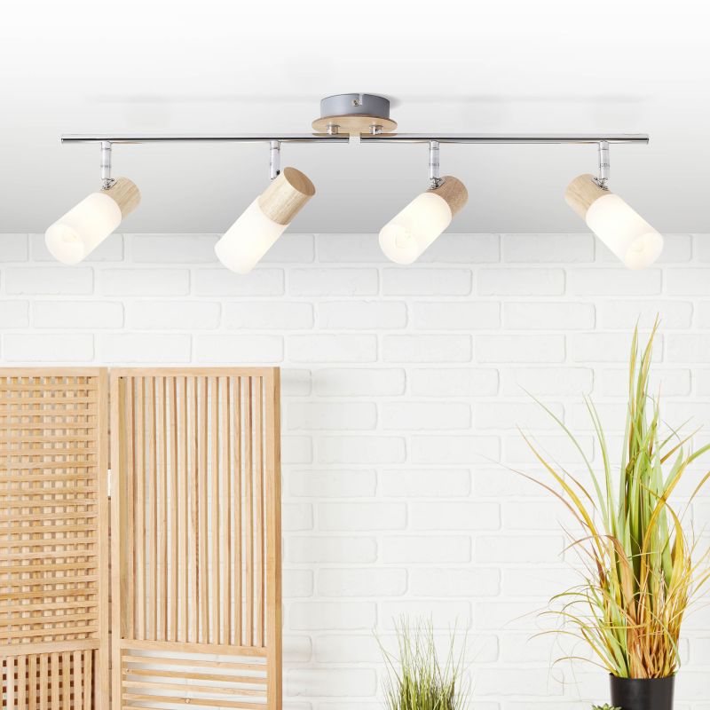 Babsan 4 Bois spot De Brilliant - Le spot Babsan à quatre lumières est un luminaire polyvalent qui allie fonctionnalité et design naturel.