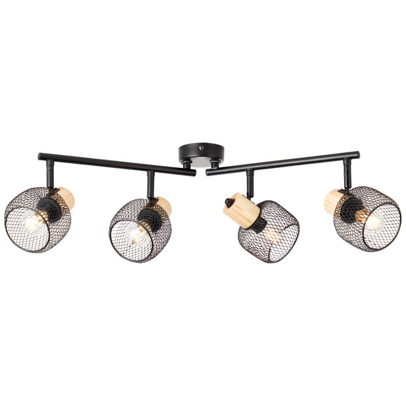 Giada 4 Noir spot De Brilliant - Ce luminaire peut être fixé au plafond ou au mur et dispose de têtes d'éclairage réglables qui vous permettent d'orienter la lumière là où vous le souhaitez, pour mettre en valeur des détails ou éclairer une pièce entière.