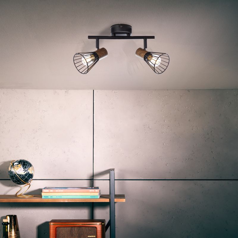 Manama 2 Noir spot De Brilliant - Le spot Manama est un luminaire élégant alliant design rétro et moderne.