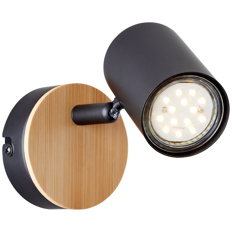 Niels Noir lampe de lecture De Brilliant - Niels est une élégante applique murale en métal et bambou, un matériau renouvelable et écologique qui crée une atmosphère chaleureuse et accueillante dans la maison.