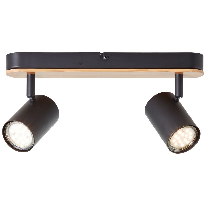 Niels 2 Noir spot De Brilliant - Fabriquée en métal et en bambou, cette lampe est un matériau renouvelable et écologique qui crée une atmosphère chaleureuse et accueillante et contribue à une atmosphère agréable.