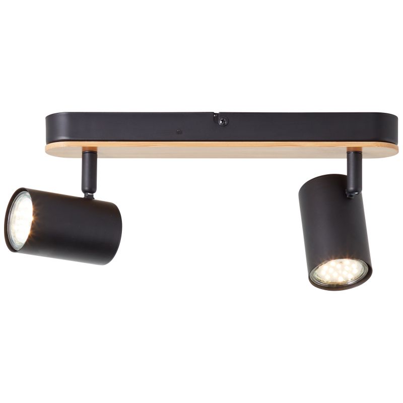 Niels 2 Noir spot De Brilliant - Fabriquée en métal et en bambou, cette lampe est un matériau renouvelable et écologique qui crée une atmosphère chaleureuse et accueillante et contribue à une atmosphère agréable.