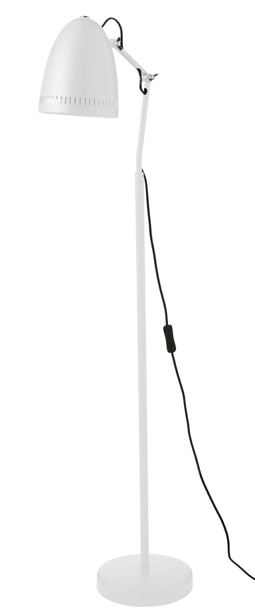 Dynamo 1 Blanc lampadaire De Superliving - Son abat-jour classique perc&eacute; de trous d&eacute;coratifs assure une diffusion lumineuse agr&eacute;able, tandis que ses bras &agrave; deux vis papillon permettent de r&eacute;gler et de fixer facilement la lampe dans la position souhait&eacute;e.