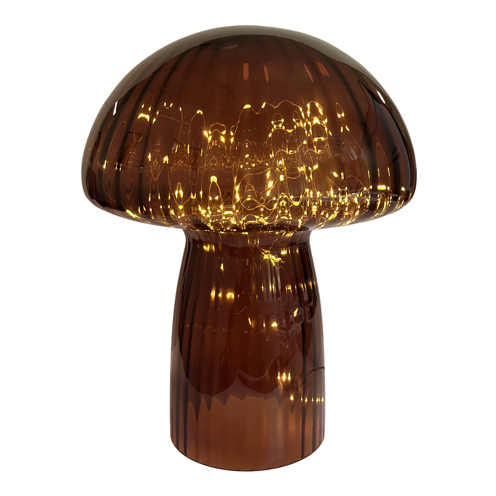 Mushroom 35cm Bordeaux lampe de table De Pixie Design - Il est &eacute;quip&eacute; d'une minuterie et d'un variateur pratique &agrave; 5 niveaux pour r&eacute;gler la lumi&egrave;re selon les besoins, ce qui le rend parfait &agrave; la fois comme &eacute;clairage de travail et comme &eacute;clairage de soir&eacute;e confortable.