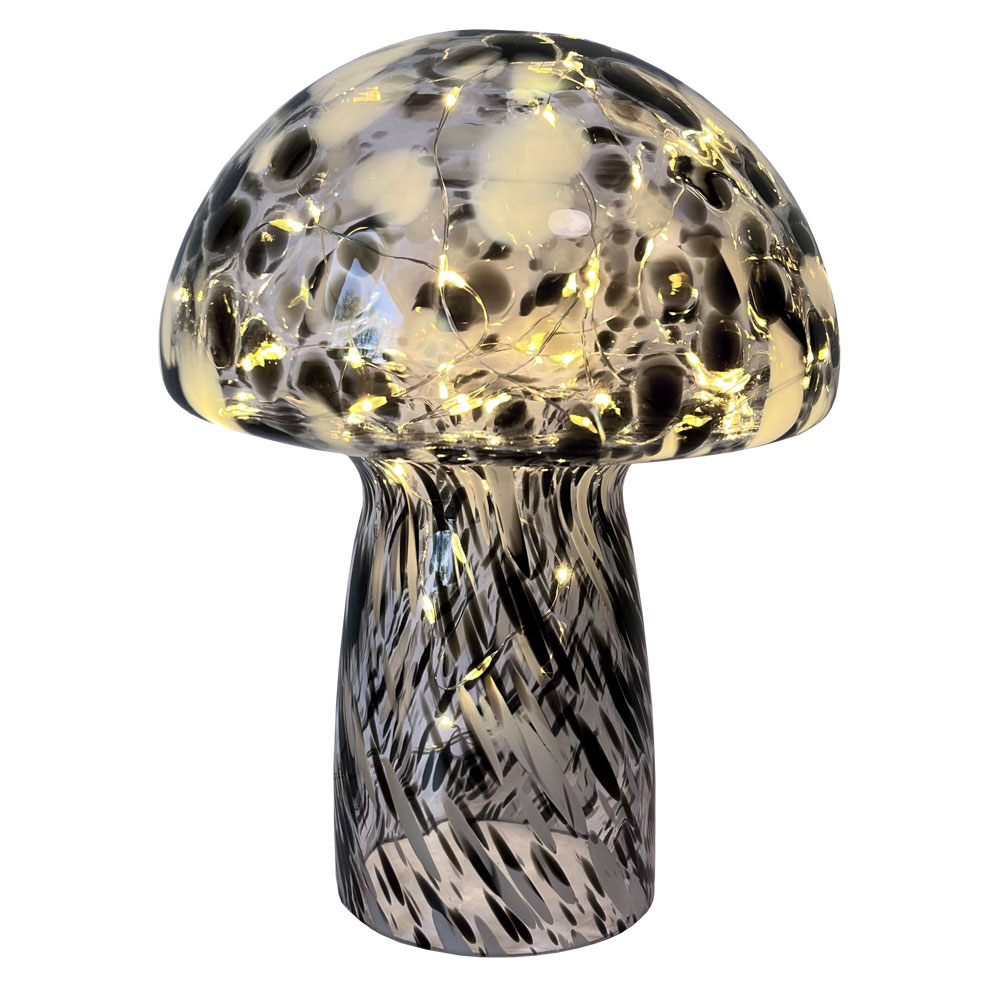 Mushroom 23cm Noir lampe de table De Pixie Design - La lampe champignon de Pixie Design a un beau design avec une surface marbr&eacute;e en noir et blanc.