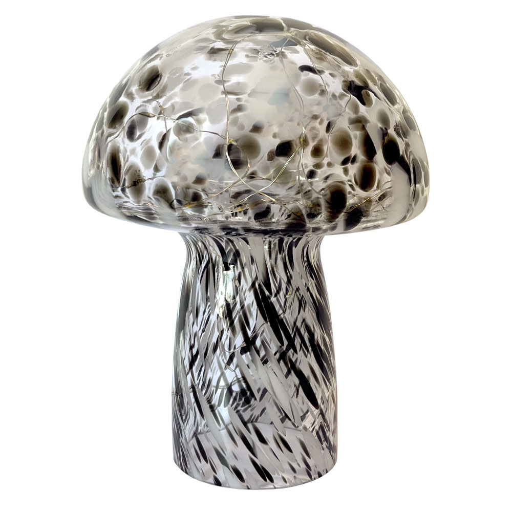 Mushroom 23cm Noir lampe de table De Pixie Design - La lampe champignon de Pixie Design a un beau design avec une surface marbr&eacute;e en noir et blanc.