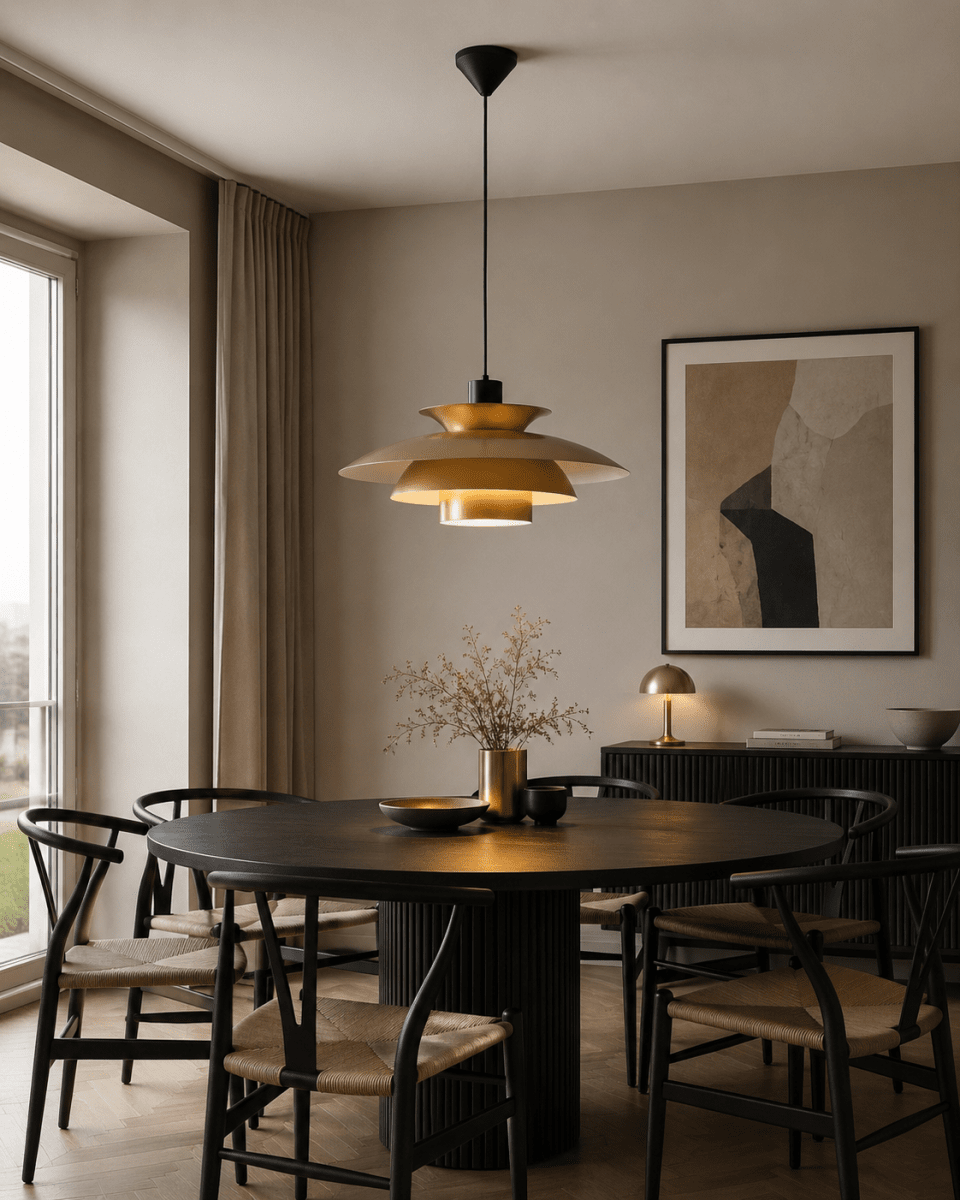 Stealth 2 Ø50 Or suspension De Nordic Lighting - Fabriqu&eacute;e en m&eacute;tal dor&eacute;, elle respire l'&eacute;l&eacute;gance et l'harmonie.