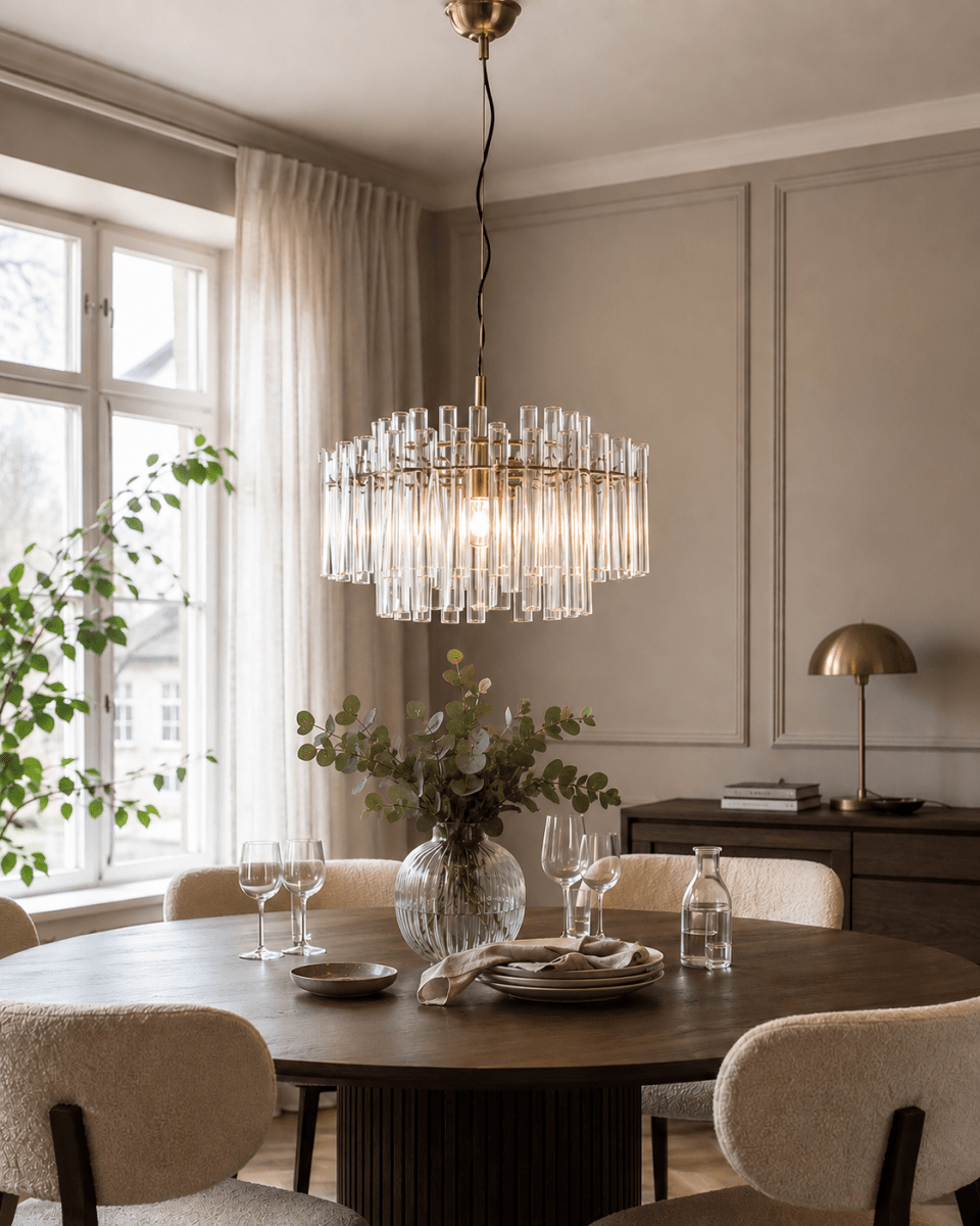 Lancaster Ø54 Laiton/transparent suspension De Lampan - Un luminaire alliant harmonieusement &eacute;l&eacute;gance et simplicit&eacute;, sublimant votre int&eacute;rieur par sa brillance subtile et son charme intemporel.