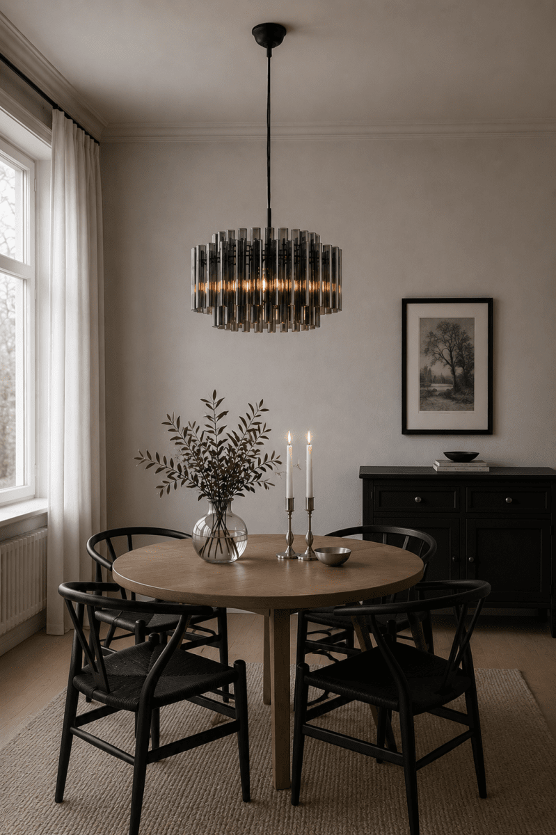 Lancaster Ø54 couleur fumée suspension De Lampan - Son design tridimensionnel apporte profondeur et dynamisme &agrave; la pi&egrave;ce, faisant de Lancaster un point focal naturel au-dessus d'une table &agrave; manger, dans un salon ou un couloir spacieux.