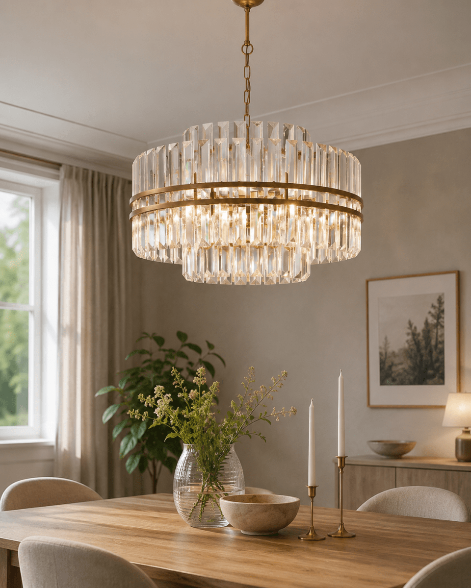 Exeter Ø56 Laiton antique cristal De Lampan - Fabriqu&eacute;e en m&eacute;tal avec une magnifique finition or vieilli, elle cr&eacute;e une ambiance chaleureuse et sophistiqu&eacute;e.