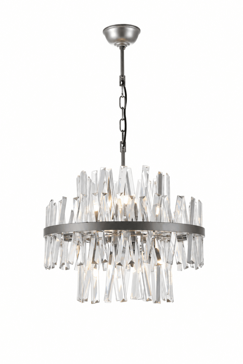 Berwick Ø50 Transparent cristal De Lampan - La structure en fer gris offre un contraste &eacute;l&eacute;gant avec la brillance du cristal et souligne le design contemporain du luminaire.