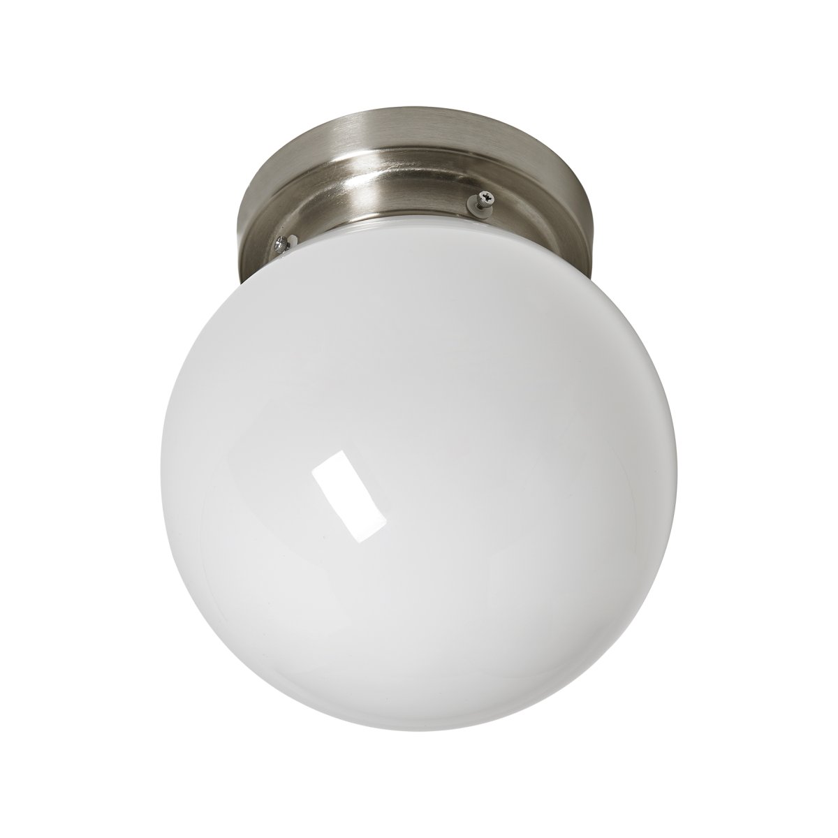 Lidan Ø20 Nickel lampe de salle de bain De Armaturhantverk - Ce plafonnier de salle de bain classique avec un abat-jour rond en verre blanc et une base en métal élégante fournit une lumière douce et agréable qui crée une atmosphère relaxante dans votre salle de bain.