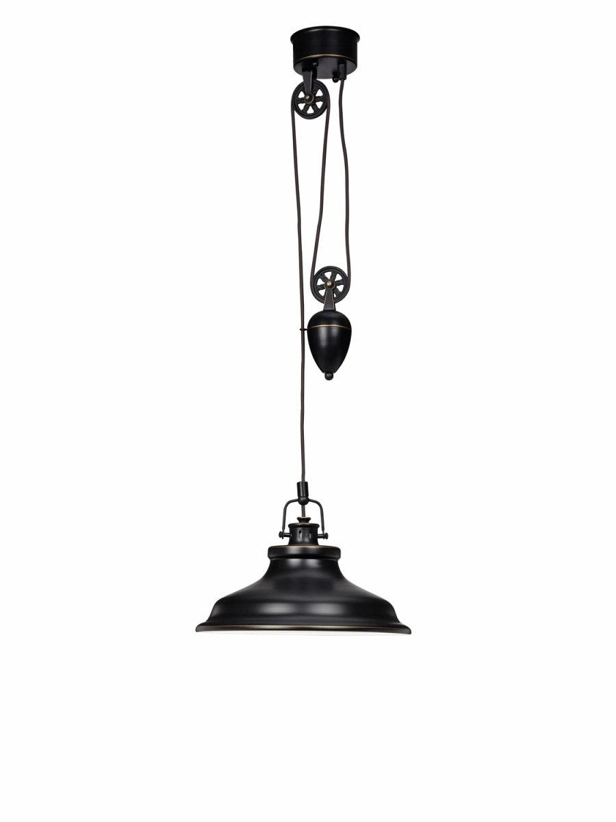 New Haven Ø37 Noir antique suspension De Cottex - Sa construction métallique robuste et sa suspension à chaîne lui confèrent une touche industrielle et sont parfaites pour créer une atmosphère tendance dans la cuisine ou la salle à manger.