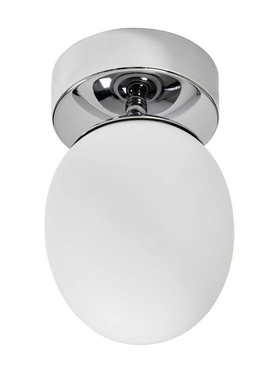 Klasen Ø12 Chrome lampe de salle de bain De Armaturhantverk - Ce plafonnier de salle de bain classique avec un abat-jour rond en verre blanc et une base chromée élégante fournit une lumière douce et agréable qui crée une atmosphère relaxante dans votre salle de bain.