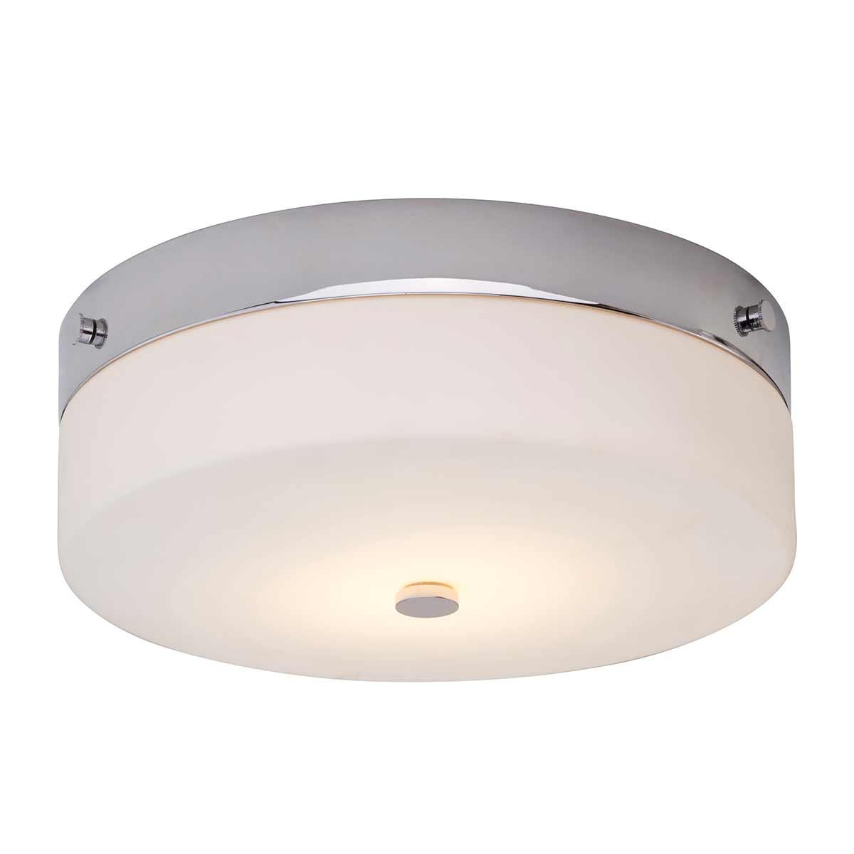 Tamar Ø30 Chrome poli lampe de salle de bain De Elstead Lighting - Le plafonnier Tamar en chrome poli est une solution d'éclairage élégante et fonctionnelle, parfaite pour les salles de bains grâce à son indice de protection IP44, mais convient également aux couloirs et aux pièces à plafond bas.