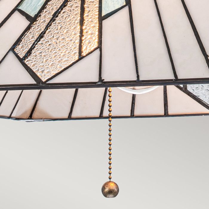 Alderley 38cm Multicolore De Elstead Lighting - Ce modèle est équipé d'un interrupteur à tirette pour une mise en marche et un arrêt faciles.