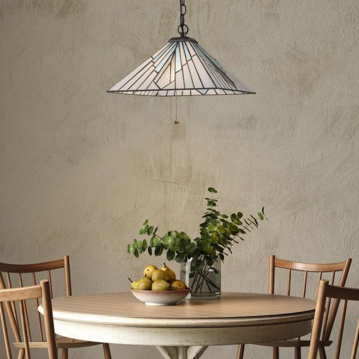Alderley 38cm Multicolore De Elstead Lighting - Ce modèle est équipé d'un interrupteur à tirette pour une mise en marche et un arrêt faciles.
