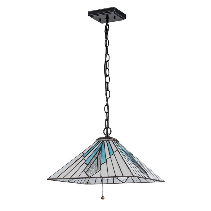 Alderley 38cm Multicolore De Elstead Lighting - Ce modèle est équipé d'un interrupteur à tirette pour une mise en marche et un arrêt faciles.