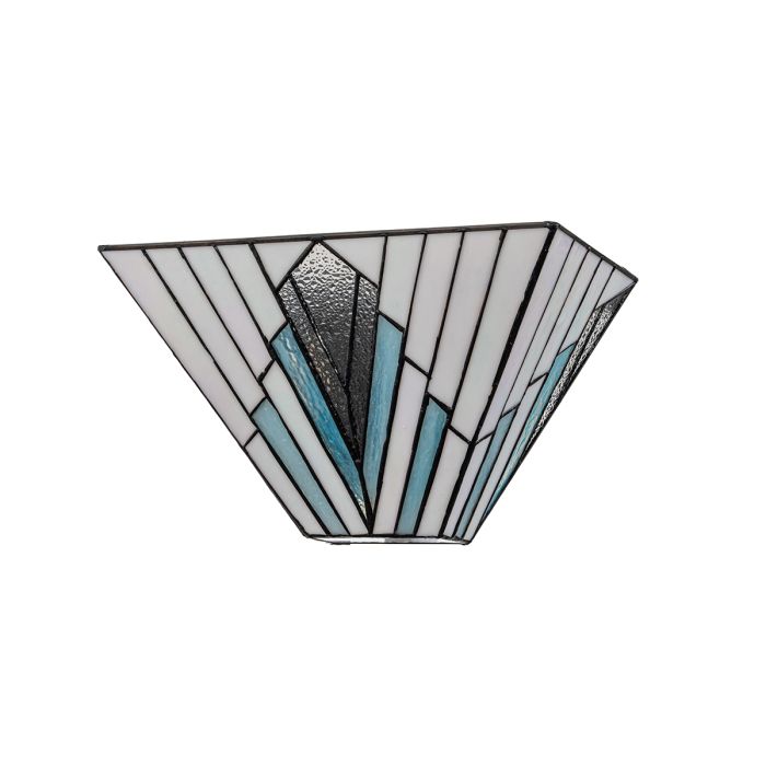 Alderley 30cm Multicolore De Elstead Lighting - Lorsque la lampe est allumée, les plaques de verre bleu ont une belle couleur aigue-marine, tandis que les plaques texturées scintillent.