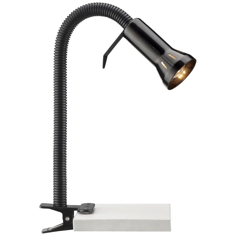Flex Noir lampe à pince De Brilliant - Id&eacute;ale lorsque l'espace est limit&eacute; et qu'un pied de lampe classique ne convient pas, Flex offre un &eacute;clairage flexible et peu encombrant, id&eacute;al comme lampe de travail sur un bureau ou comme &eacute;clairage d'appoint sur des &eacute;tag&egrave;res et autres petites surfaces.