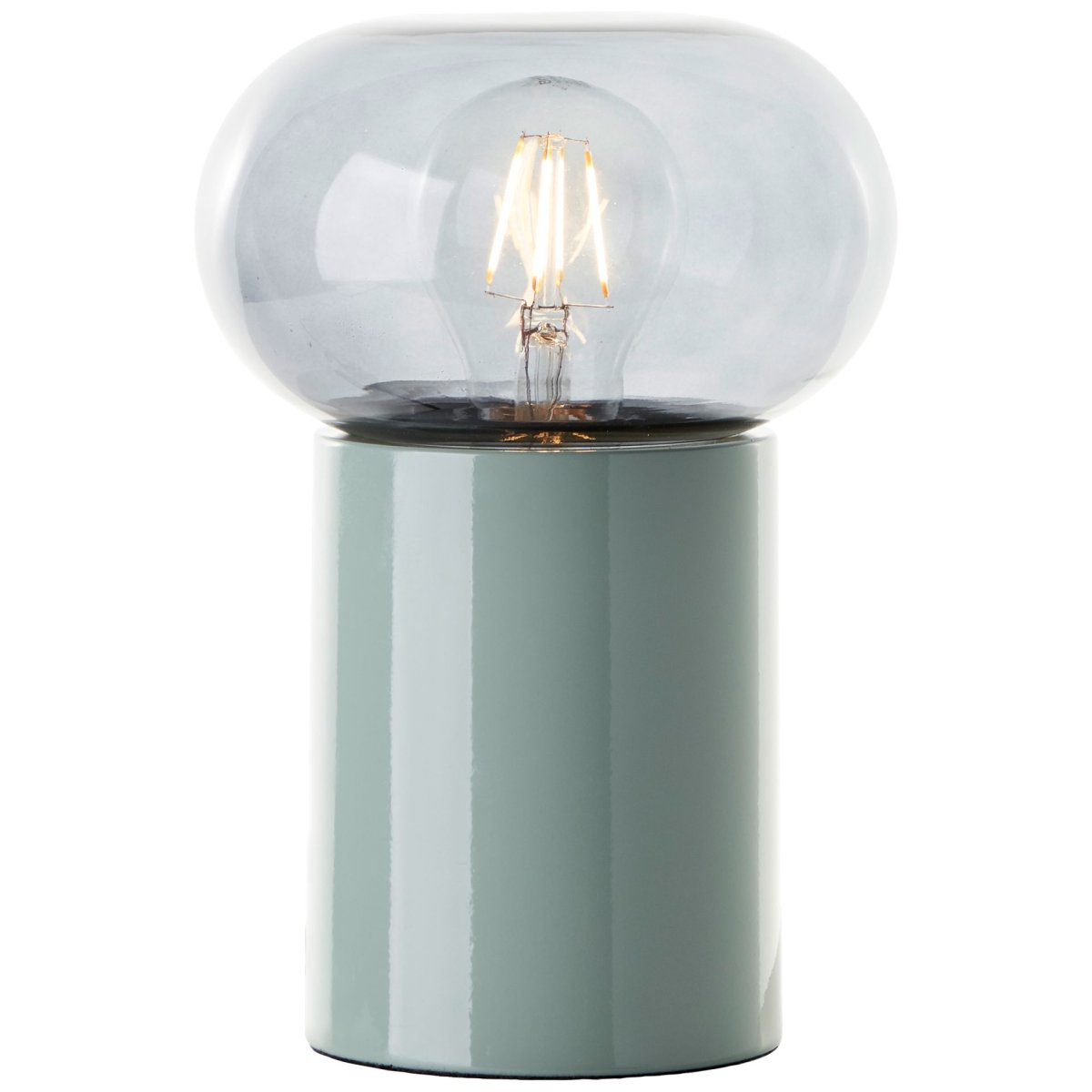 Knut 22cm Vert lampe de table De Brilliant - Son pied vert apporte une touche de fra&icirc;cheur et de dynamisme, tandis que son abat-jour en verre fum&eacute; diffuse une lumi&egrave;re douce et tamis&eacute;e.