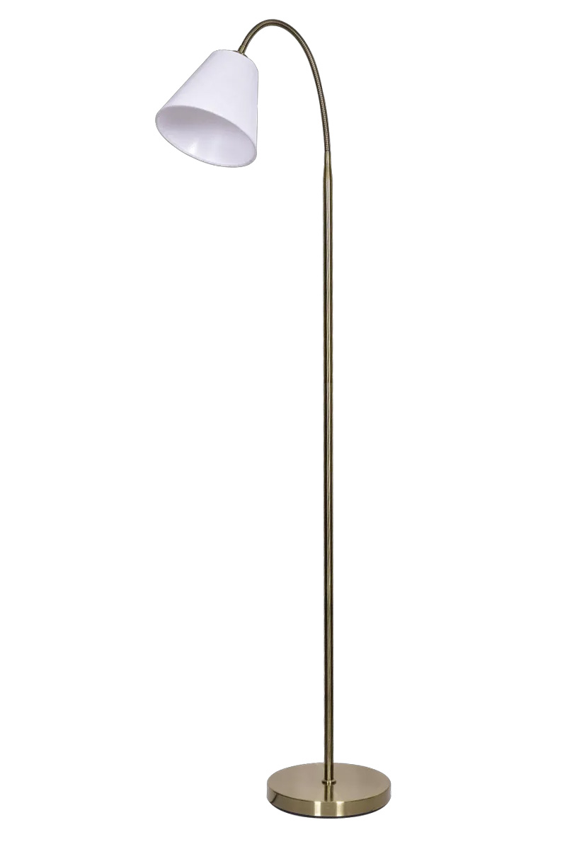 Uno Laiton antique lampadaire De Lampan - Uno est un &eacute;l&eacute;gant lampadaire en m&eacute;tal &agrave; la superbe finition laiton antique, cr&eacute;ant une ambiance chaleureuse et classique.