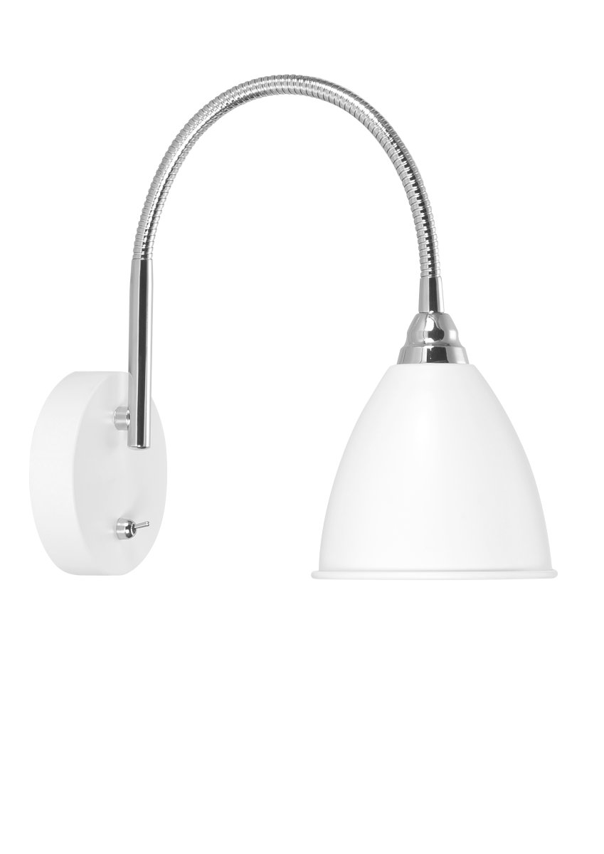  Smögen Blanc De Armaturhantverk - Cette applique murale moderne combine un abat-jour blanc élégant avec des détails chromés pour un design élégant et fonctionnel.