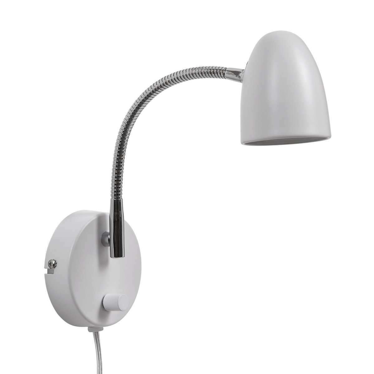 Koster Blanc lampe de lecture De Armaturhantverk - Cette applique murale moderne combine un abat-jour blanc élégant avec des détails chromés pour un design élégant et fonctionnel.