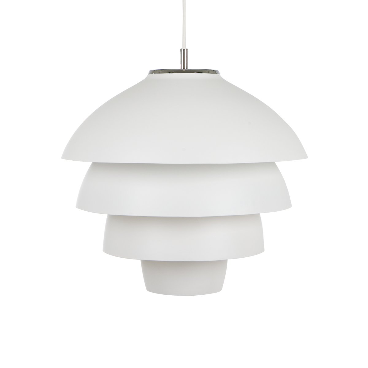 Valencia Ø42 Blanc mat suspension De Belid - Ce luminaire diffuse une lumi&egrave;re non &eacute;blouissante vers le bas et est id&eacute;al pour une installation au-dessus d'une table &agrave; manger.