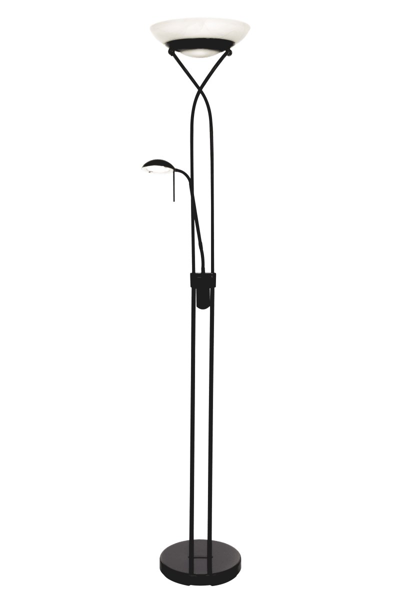 Cannes Noir lampadaire De Aneta Lighting - Il est recommandé de le placer comme lampe de lecture dans le salon ou à côté du canapé.